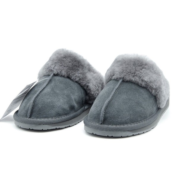 Lands' End Shoes - Land's End Women's Suede Leather Fuzzy Shearling Fur Scuff Slippers sz 6B